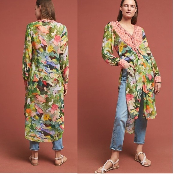 Anthropologie lucia tunic blouse new XS nwt green color