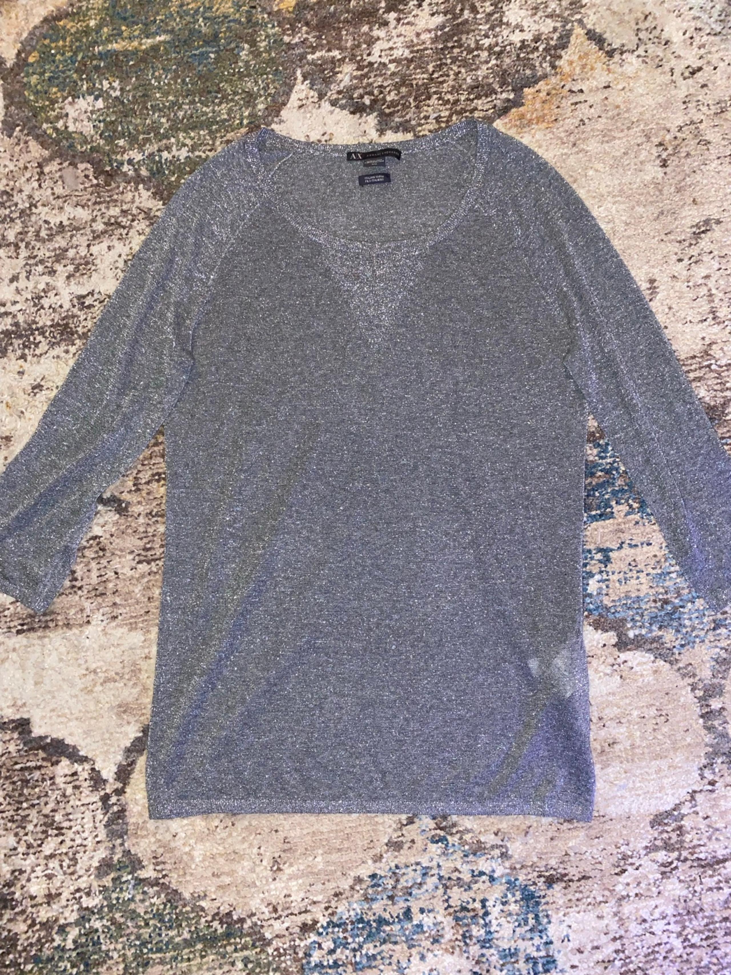 New Silver A/X Armani Exchange 3/4 Sweater, Size Medium