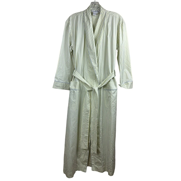Saks Fifth Avenue Cotton Yellow Blue Stripes Robe Size X Small