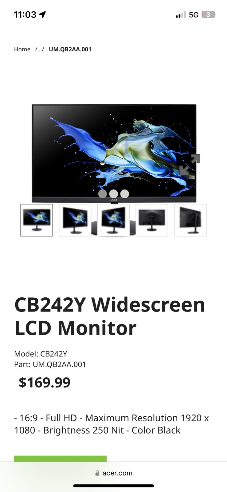 Acer gaming monitor(like brand new)