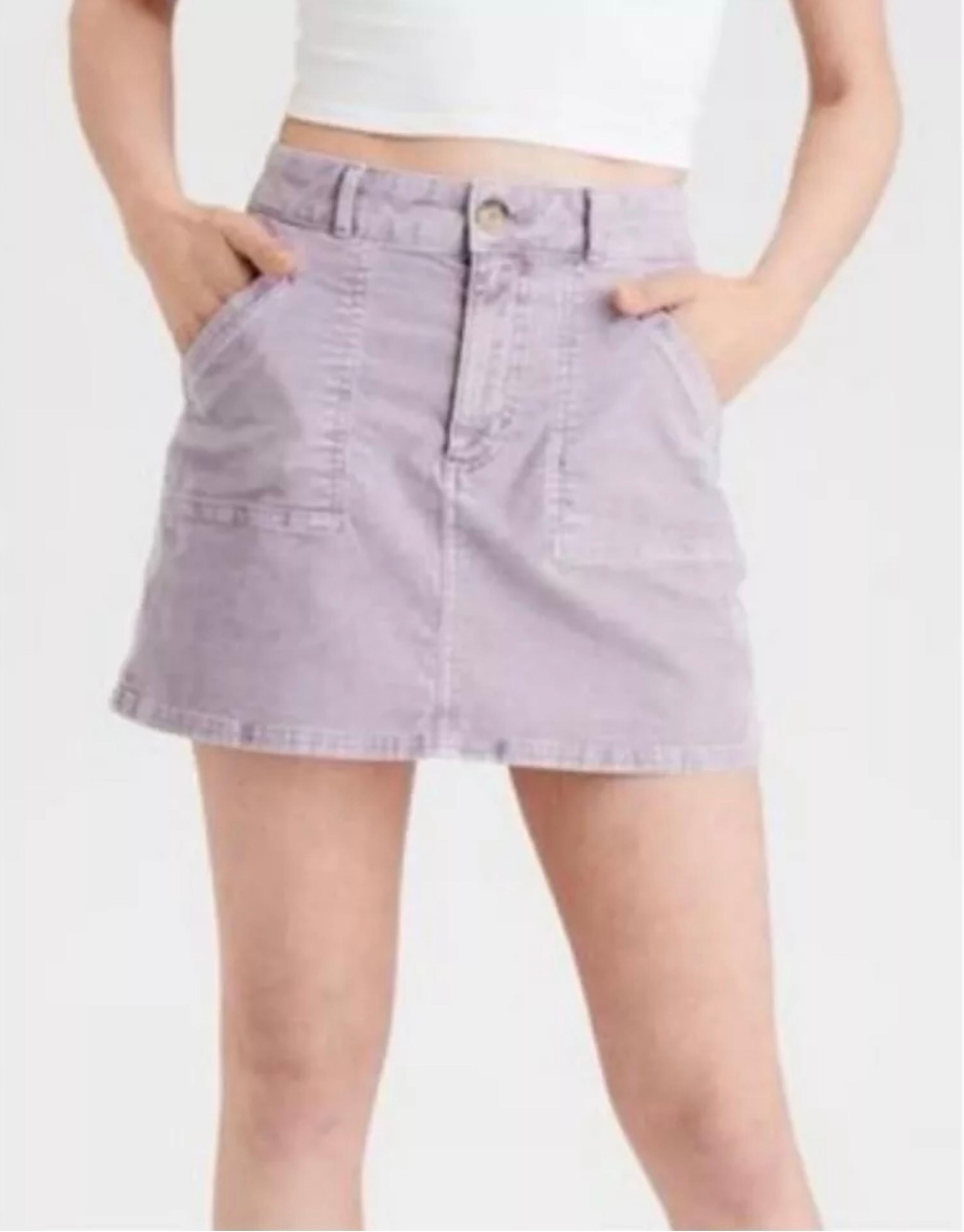 American Eagle Lavender Hi-Rise A-Line Corduroy Mini Skirt Size 10