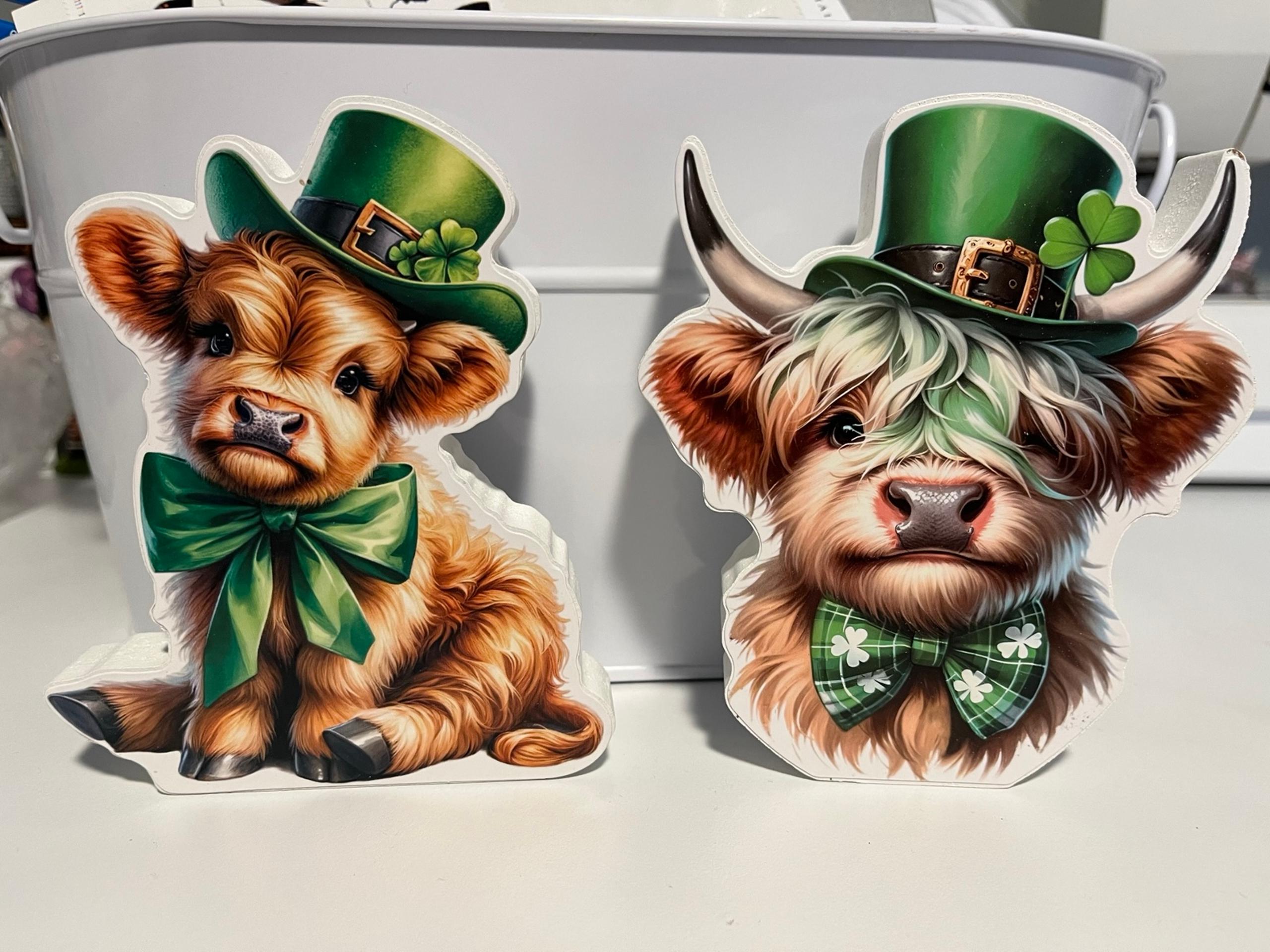 Hobby Lobby St. Patrick’s Day Highland Cow Wood Sign SET Wall Decor Set NEW