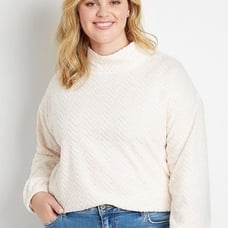 2X Blush Pink Sherpa Pullover Sweater Mo