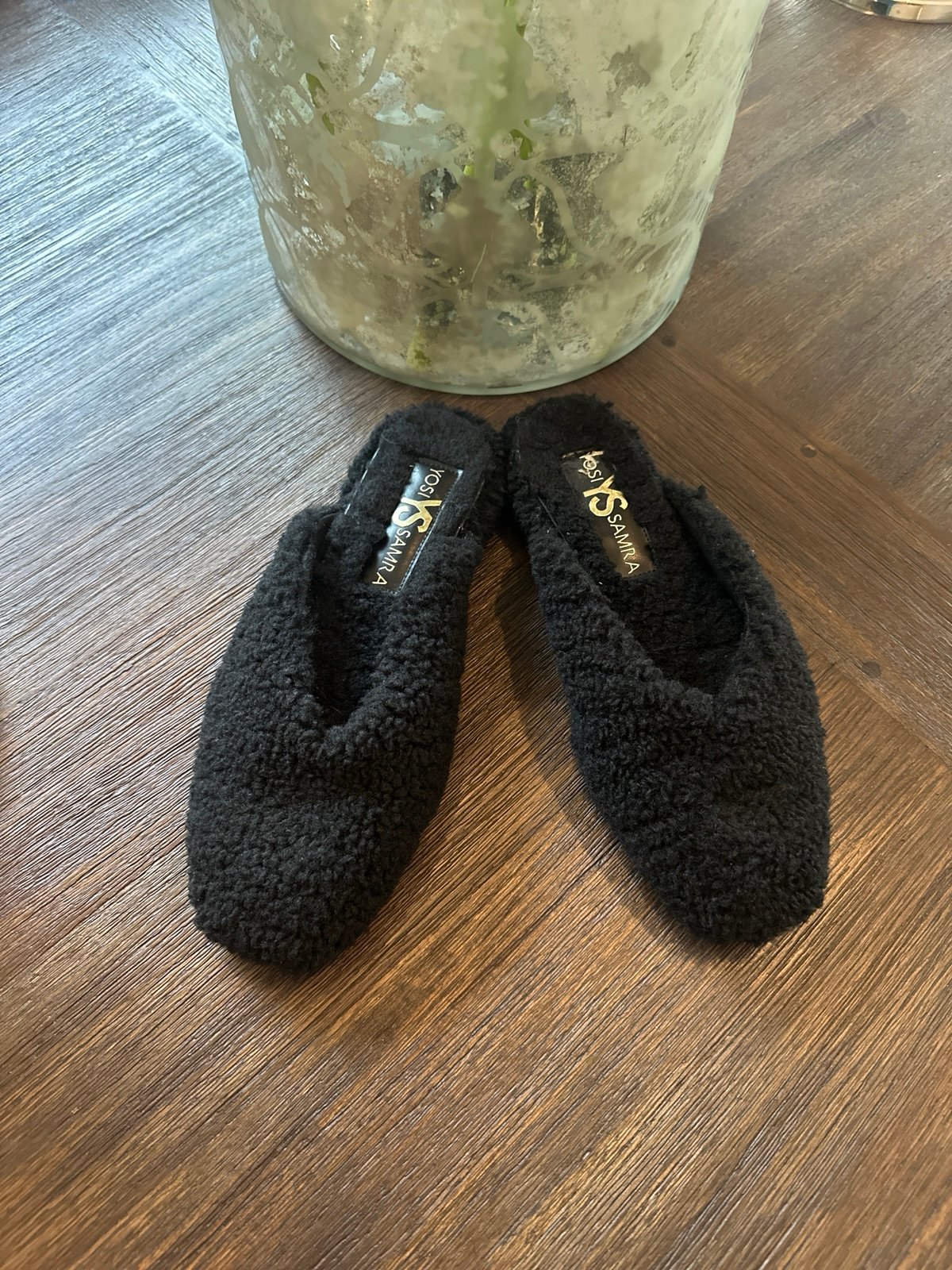YOSI SAMRA Jessy Faux Shearling Scuff Slipper(Black 8)