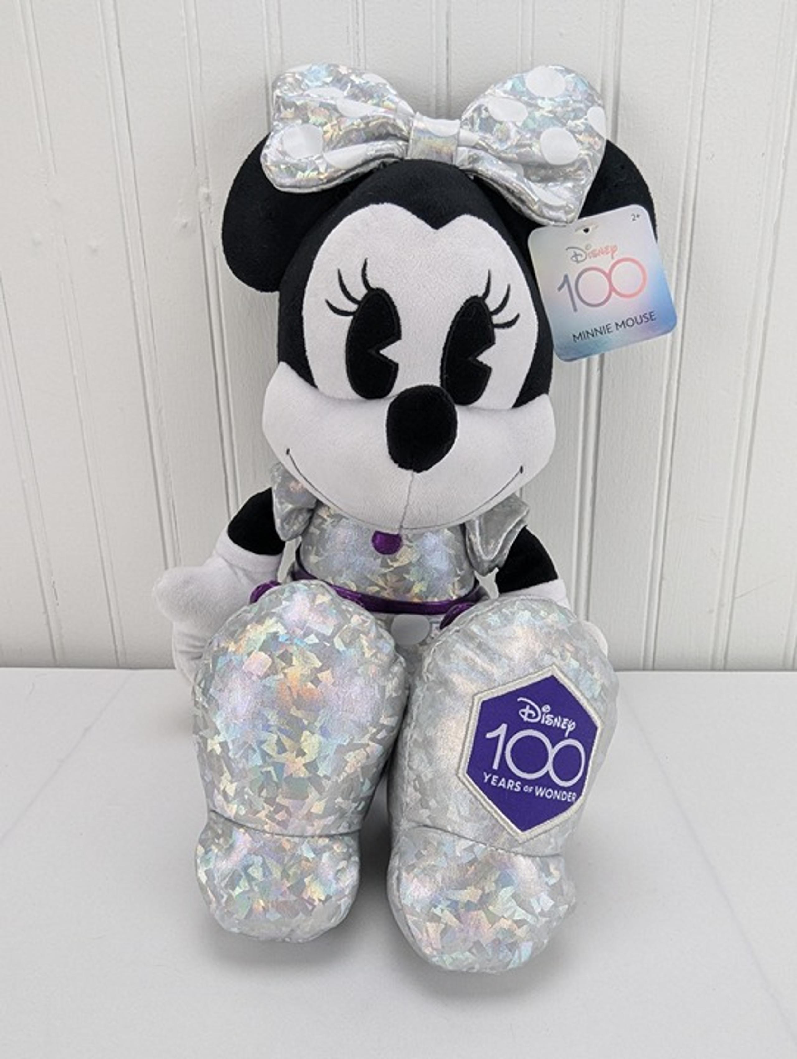 Disney Minnie Mouse Silver Plush 18" Stuffed Animal 100 Years of Wonder New 2023