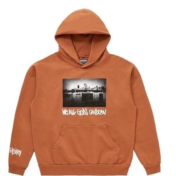 NWT HSTRY by NAS Brown Graphic Hoodie Sweatshirt We All God’s Children” - Size S