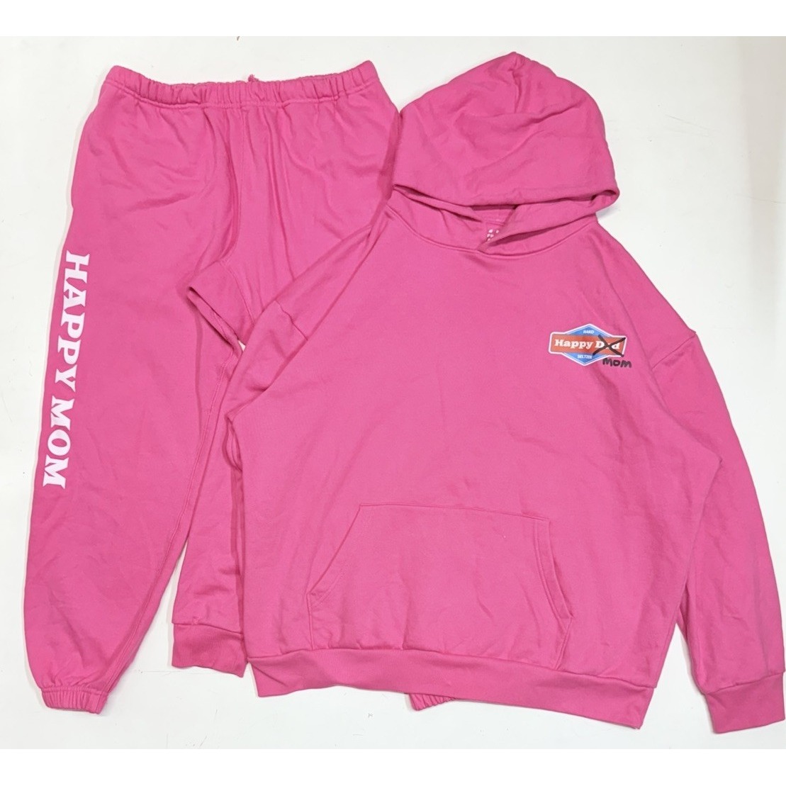 Happy Mom Hoodie And Sweat Pants Set Womens Size Large Oversized