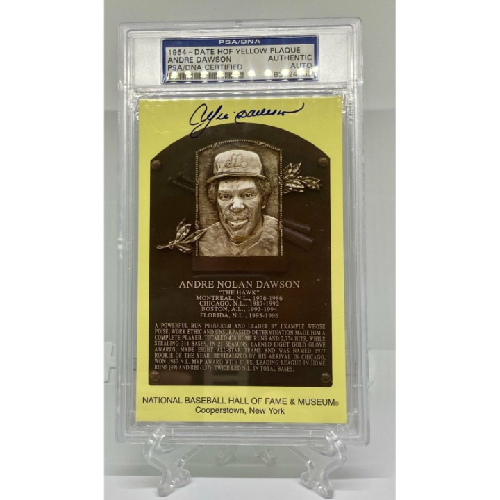 Andre Dawson Autographed Hall of Fame Plaque Postcard PSA DNA Authentic 10