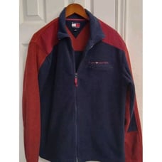Tommy Hilfiger Red & Black Fleece Full Zip Jacket Men's Size Medium