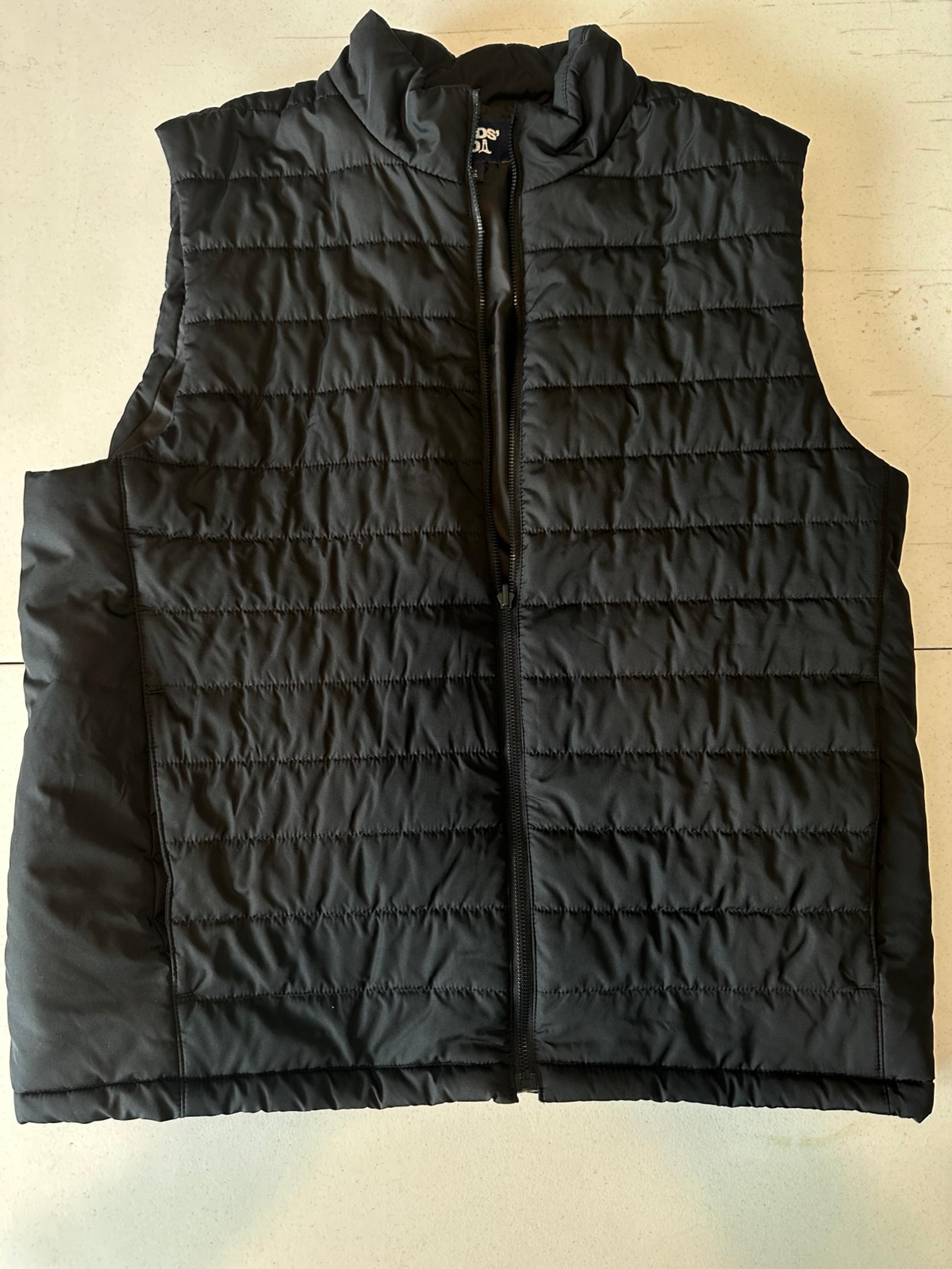 Lands' End Black Puffer Down Vest Zip Up Sleeveless Large Men's 42-44
