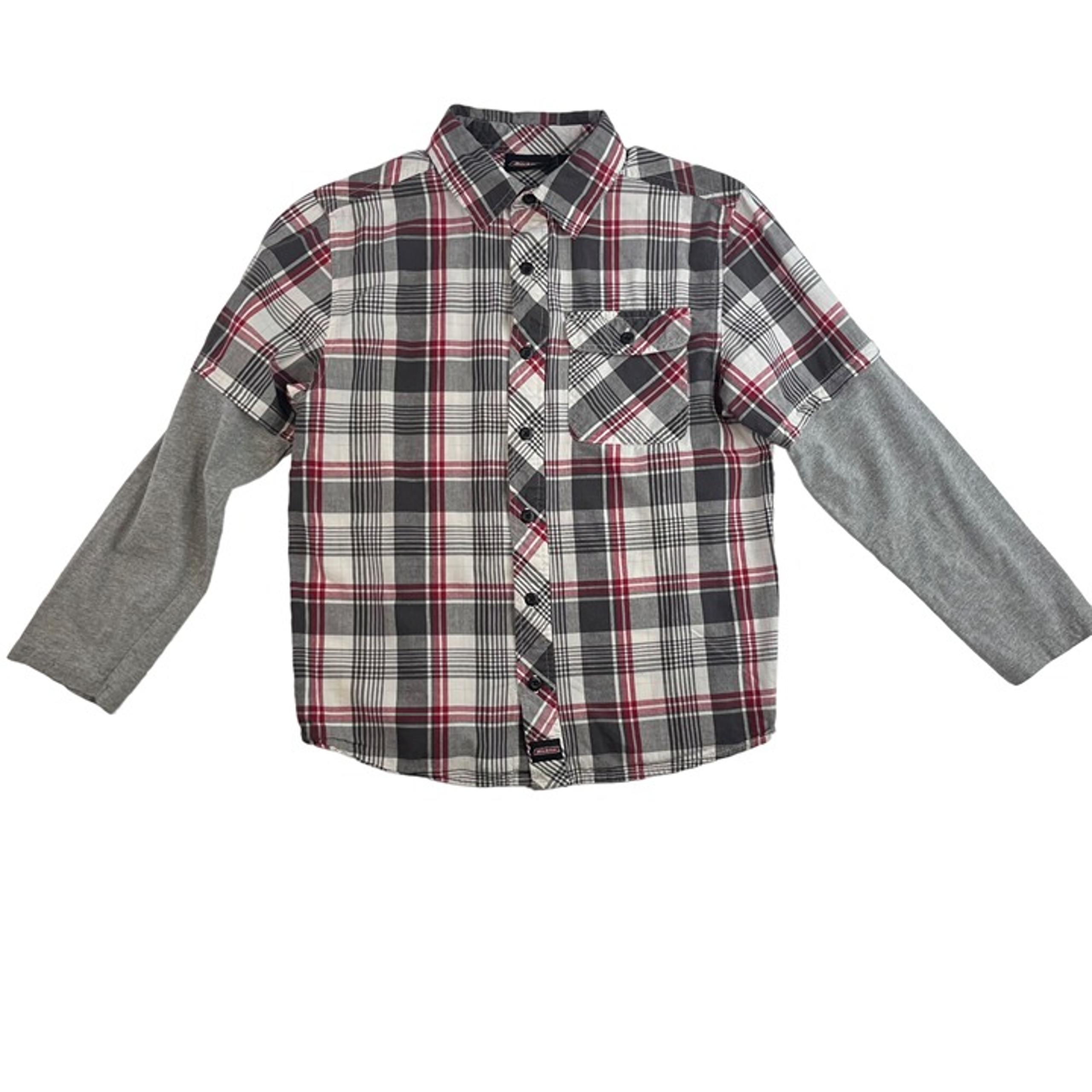 Dickies Plaid Long Sleeve Shirt Boys Large Gray Button Front