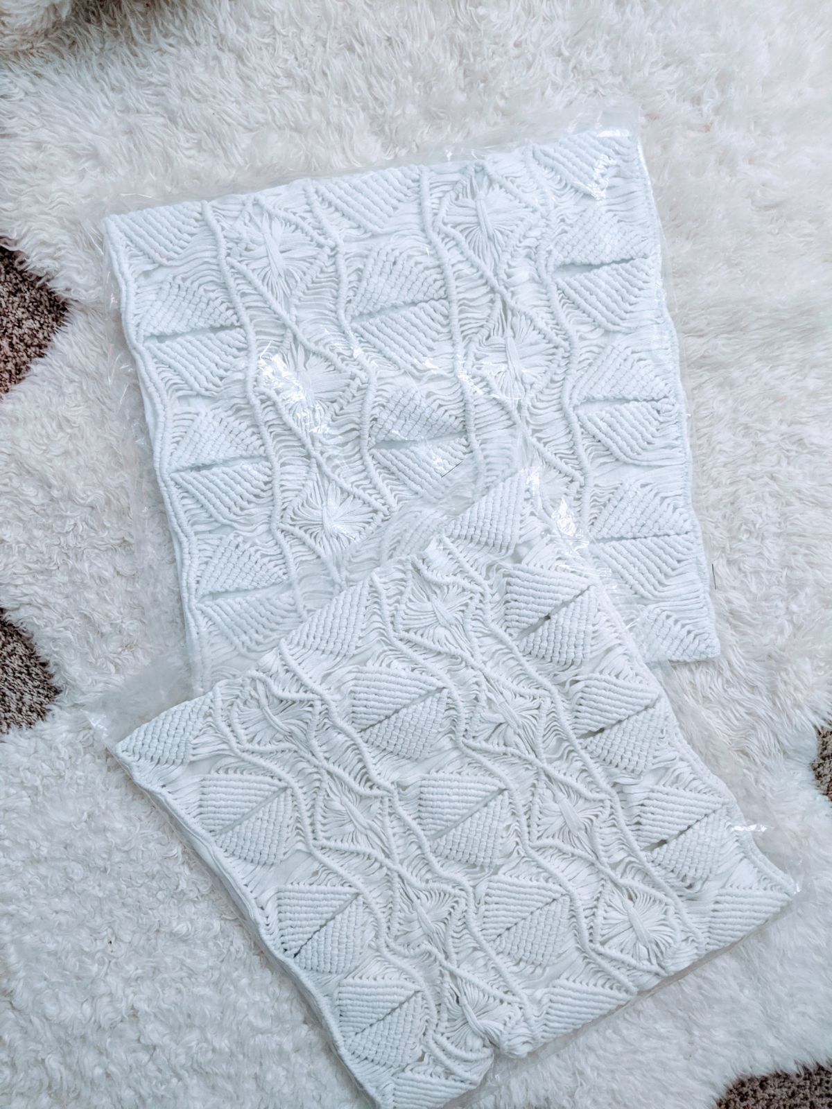 NWT West Elm macrame 16x16 pillow covers set of 2