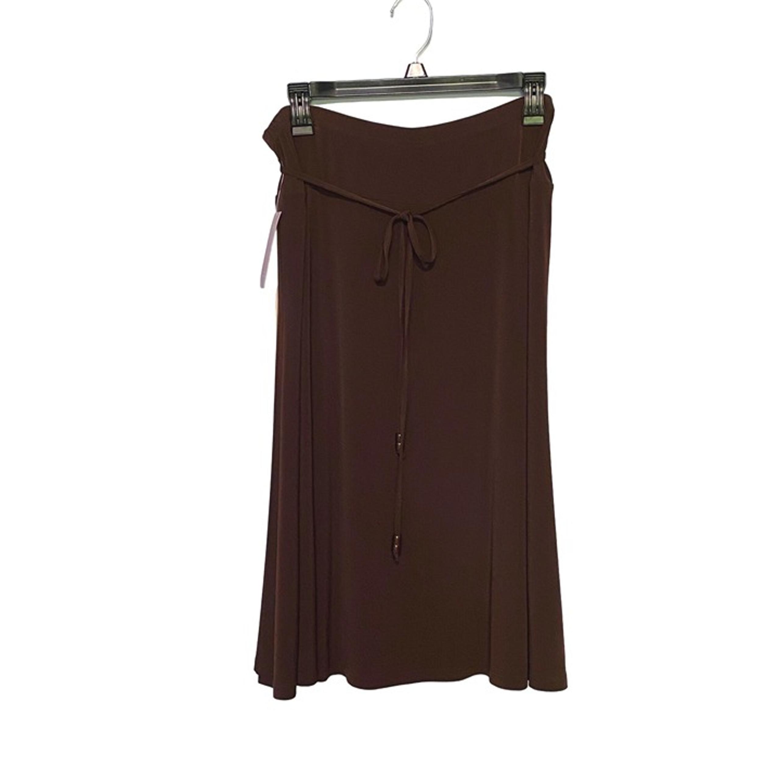 JM Collection Petite Brown Slinky Fabric Fit & Flare Midi Skirt Women's PL NWT