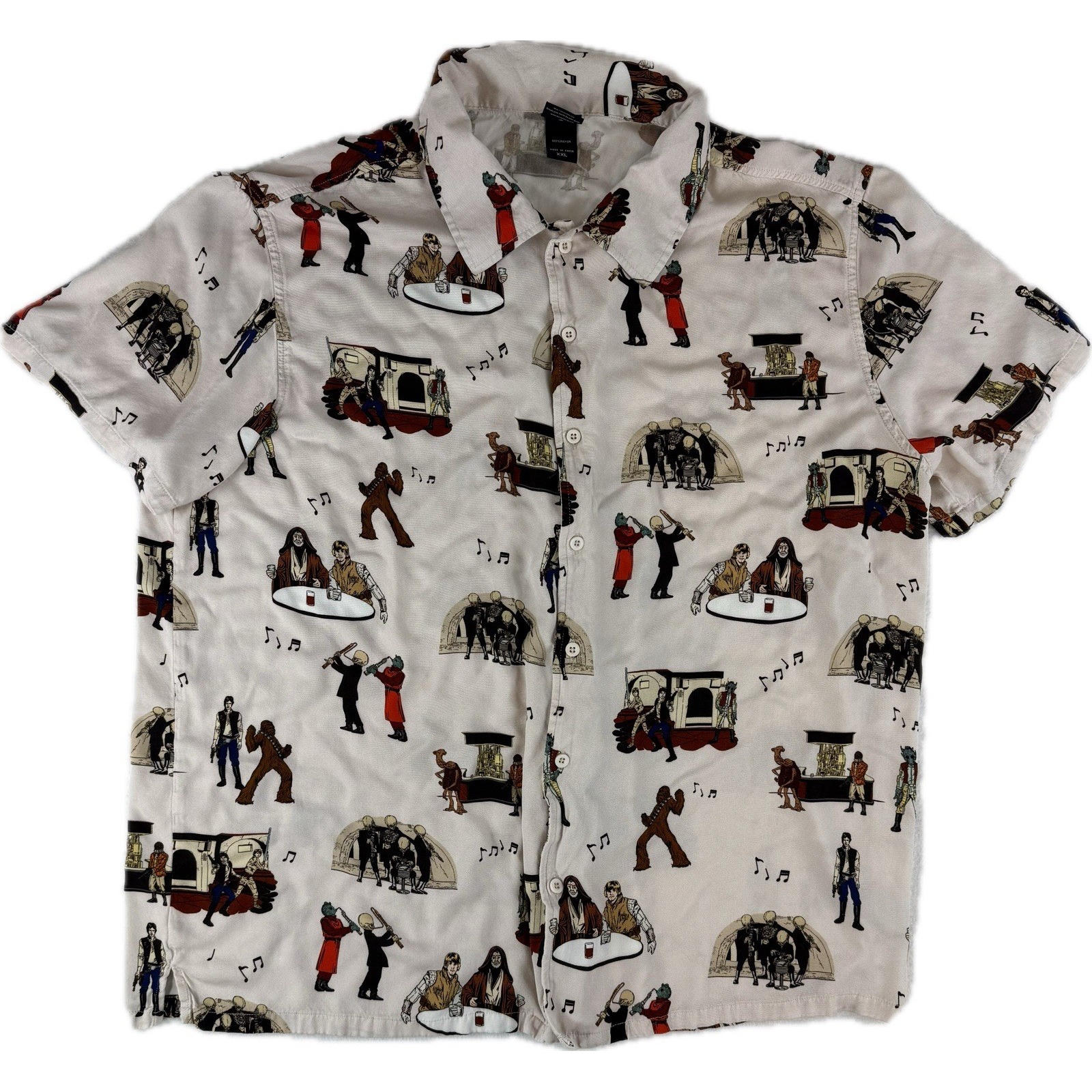 Box Lunch Star Wars Mos Eisley Cantina All Over Print Button Up Shirt Men's 2XL