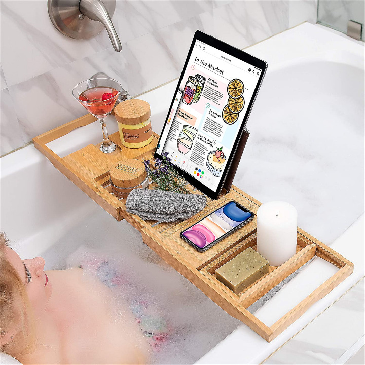 Bamboo Bathtub Tray - Perfect Expandable