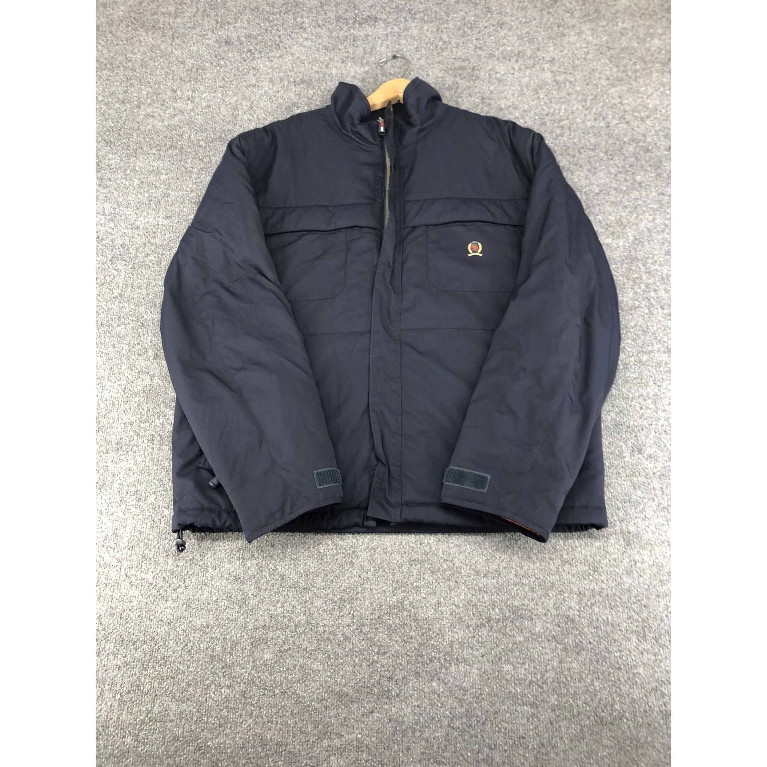 Tommy Hilfiger Jacket Mens XL Navy Blue Full Zip Puffer Coat Insulated Winter
