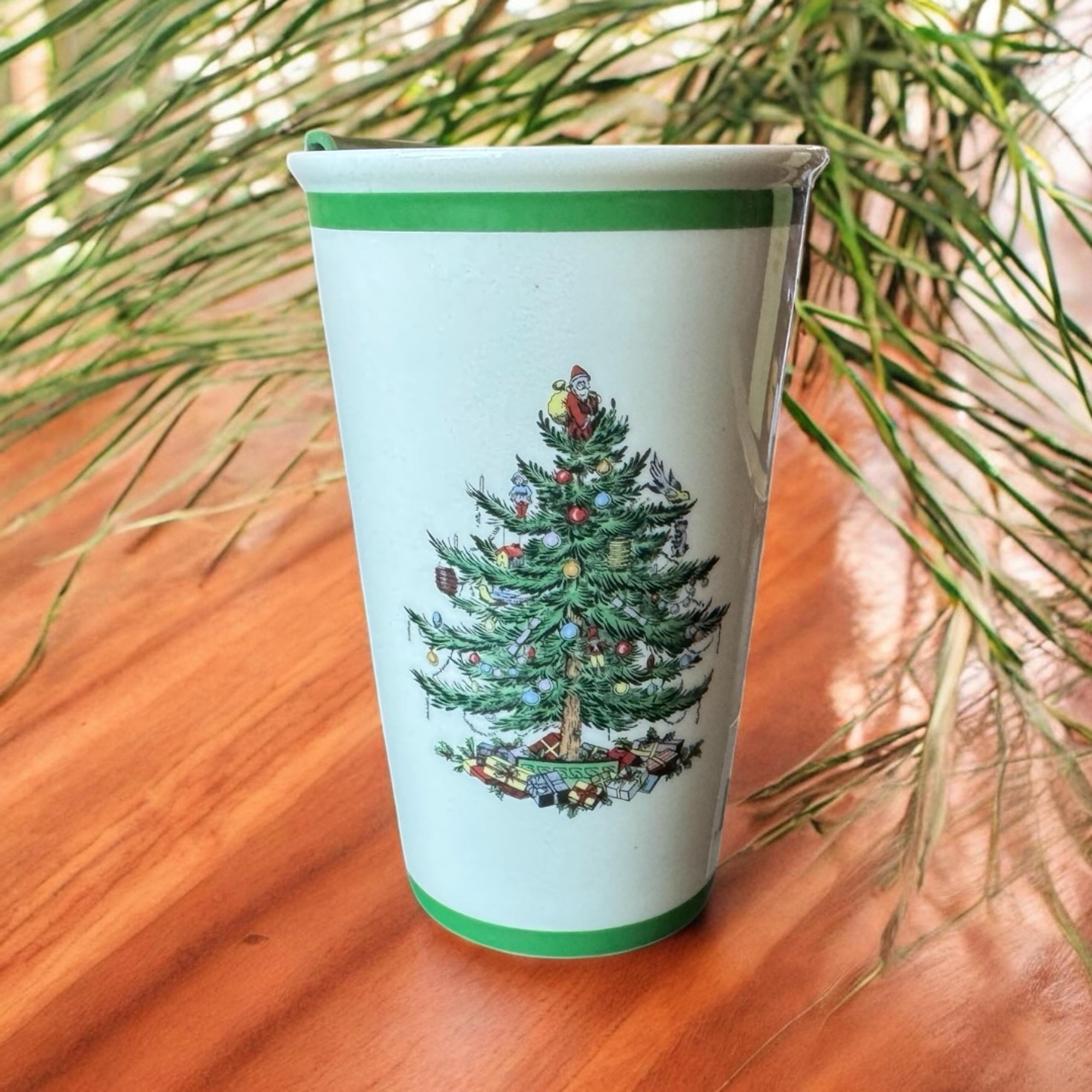 Spode Christmas Tree Ceramic Travel Mug with Lid - 8oz - NWT