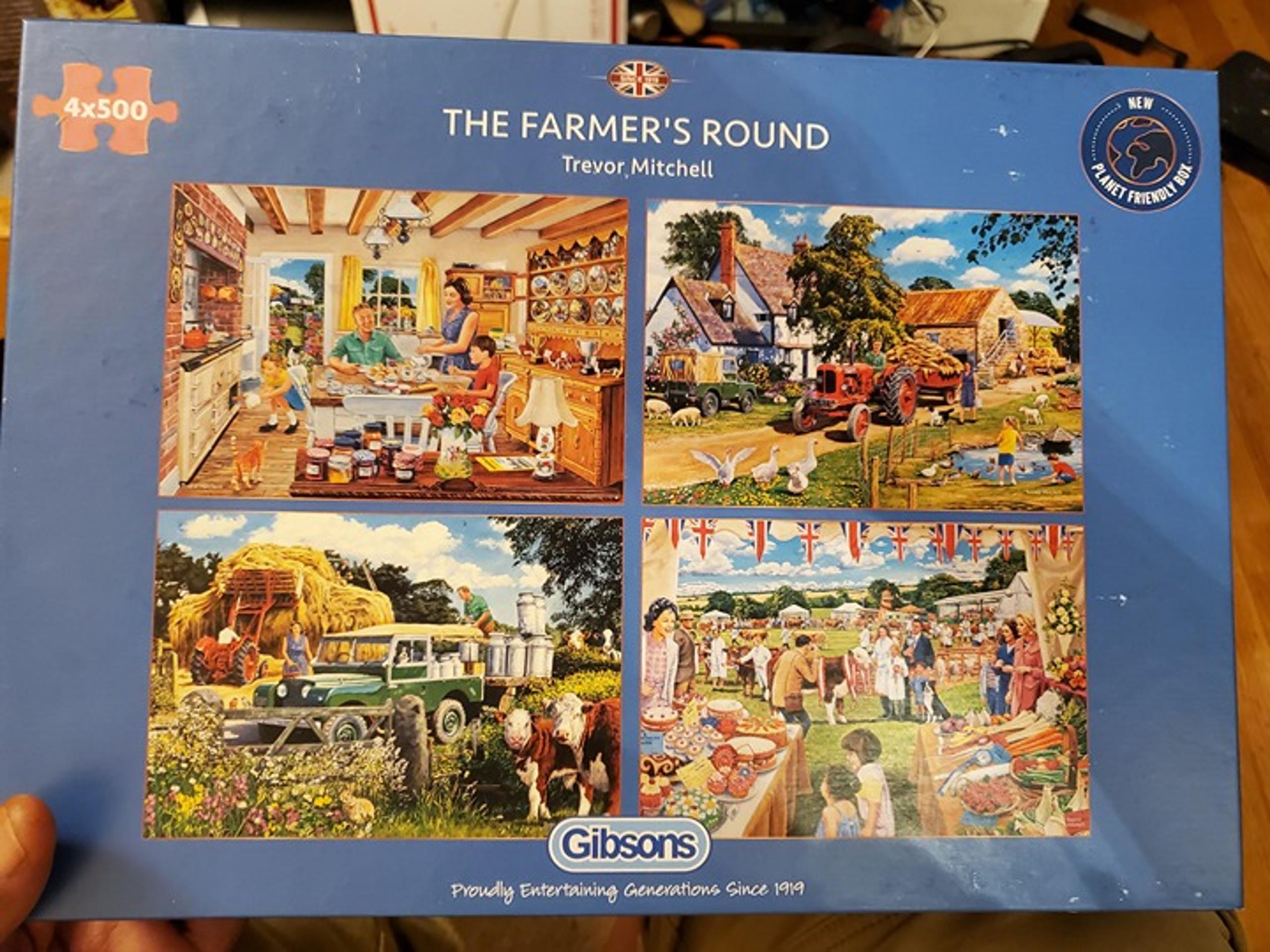 Gibsons Farmer's Round 4 X 500 Pieces Jigsaw Puzzle: New