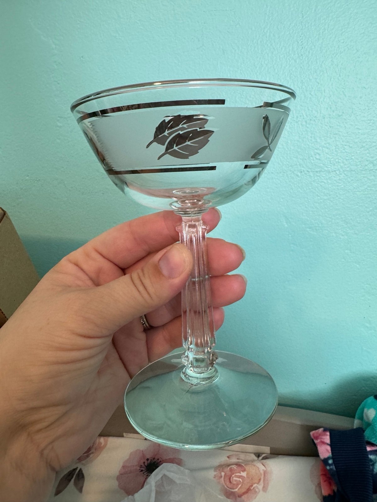 Set of 8 Vintage Libbey Silverleaf frosted glassware