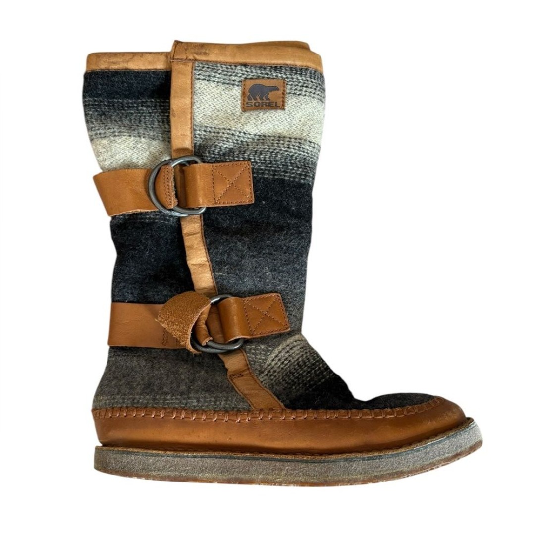 Sorel Chipahko Blanket Hawk Wool Winter Boots Leather Trim Womens Size 9.5