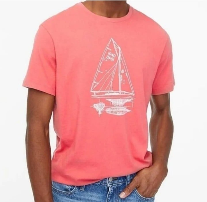 J.CREW SAILBOAT GRAPHICS SOFT WASHED MEN'S TEE SHIRT XXL CHEST 47-49 BNWT 1 LEFT