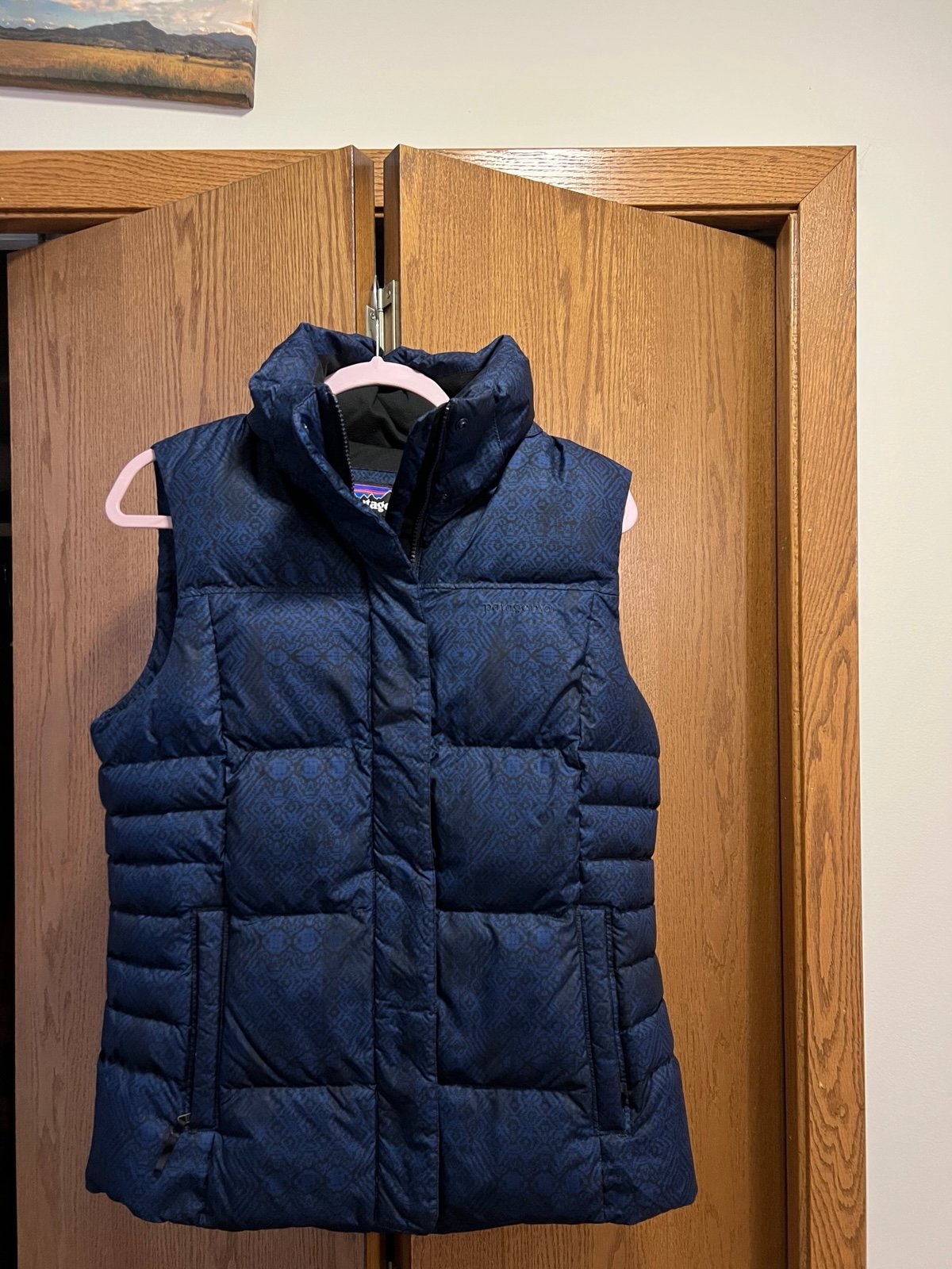 Patagonia NAVY BLUE Goose Down Puffer Vest Women's Medium Missing Hood