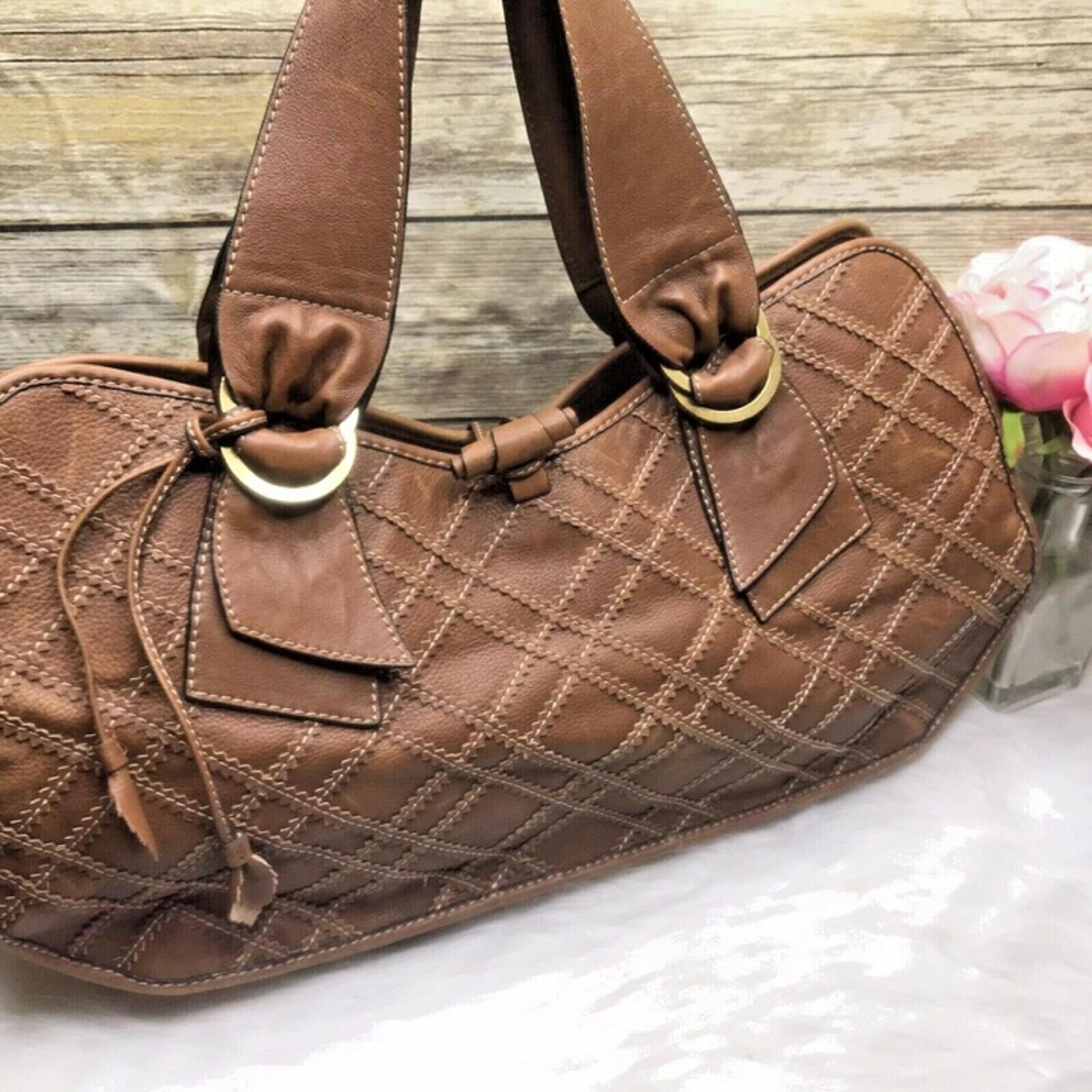 Gianni Bini Brown Genuine Leather Shoulder Bag Purse