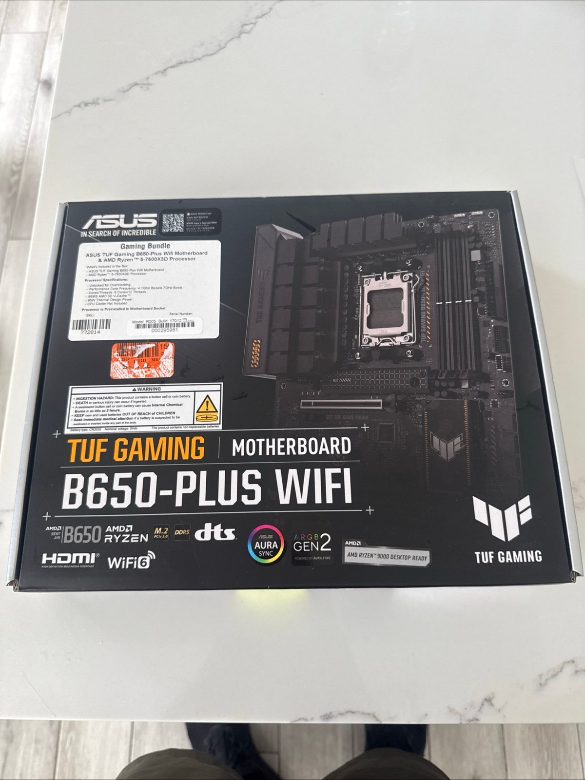 RYZEN 5 7600X3D, ASUS TUF B650 plus WiFi motherboard