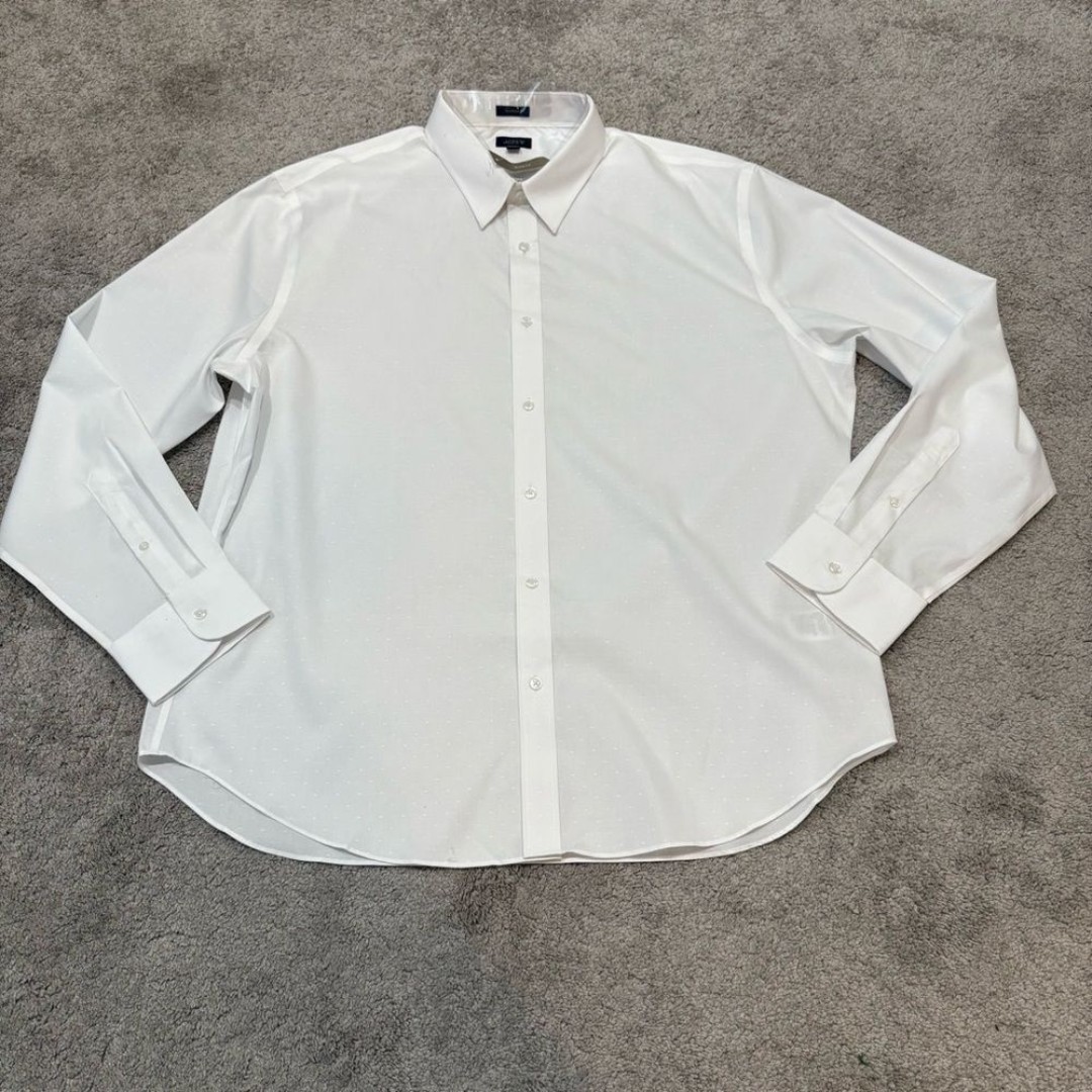 NWT J. Crew 2024 Men’s White Bowery Wrinkle Free Dobby Dress Shirt Size XXL