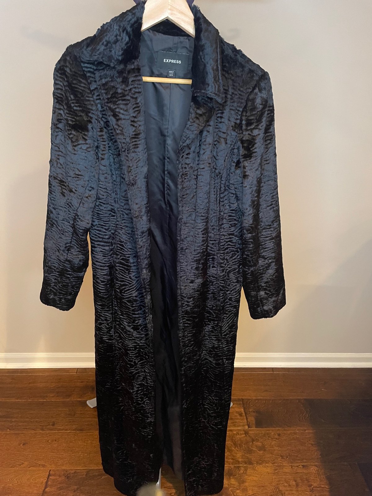 Suede Black Express Dress Coat