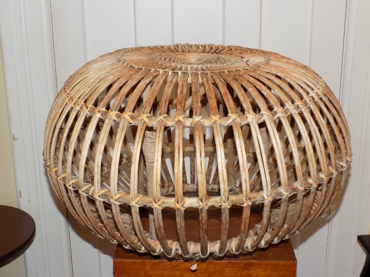 Vintage Mid Century Modern Rattan Stool Pouf By Franco Albini