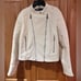 ZARA Vegan Faux Leather Motorcycle Moto Zippered Jacket in Winter White Size XL