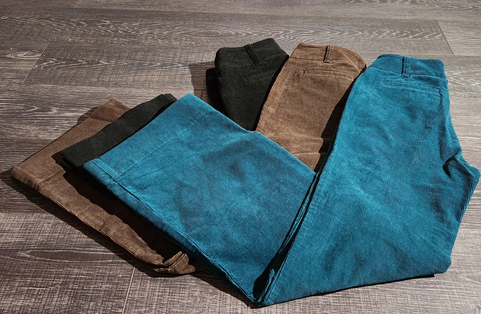 MODA INTERNATIONAL CORDUROY PANTS-TURQUOISE, CHOCOLATE BROWN, BLACK SIZE 4 LONG