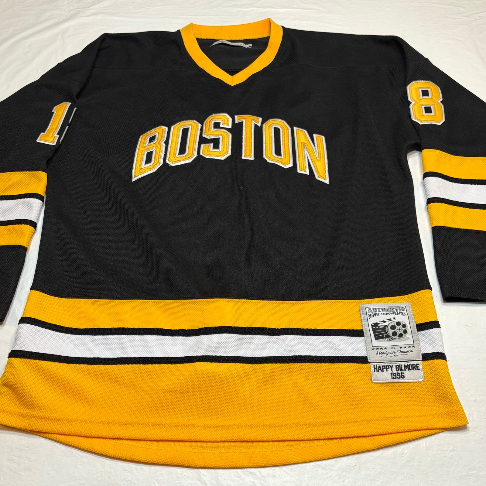 Headgear Happy Gilmore Movie Hockey Jersey #18 Boston Adam Sandler Men's Large