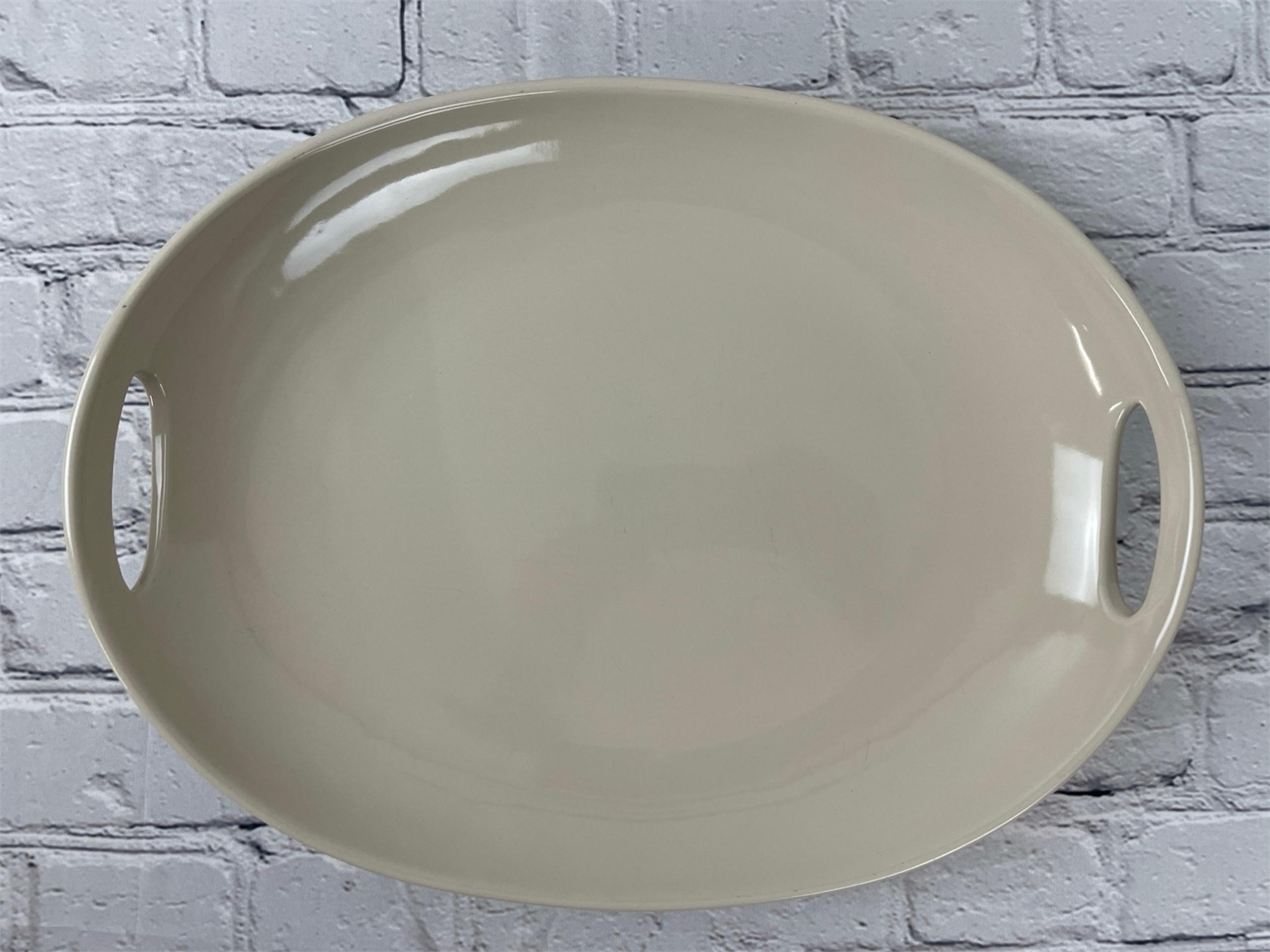 Longaberger Oval Contour Handled Serving Platter Ivory