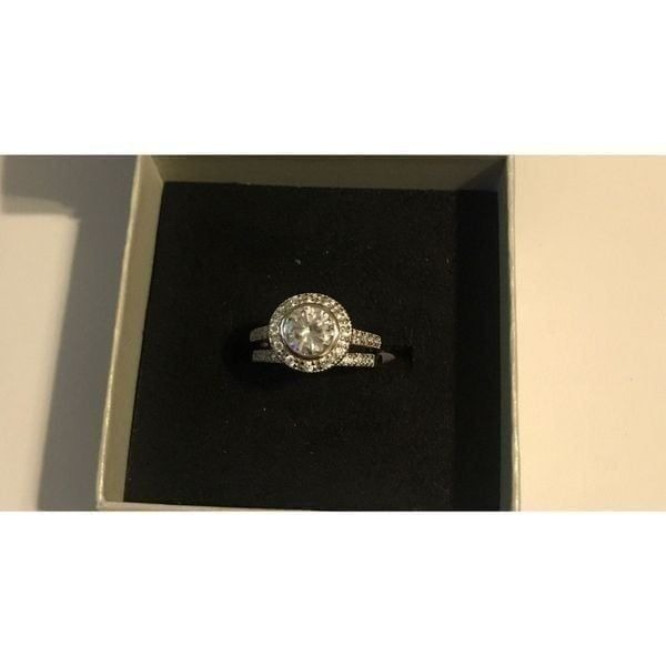 4Ct Round & Pave Halo Bridal Ring Set #8