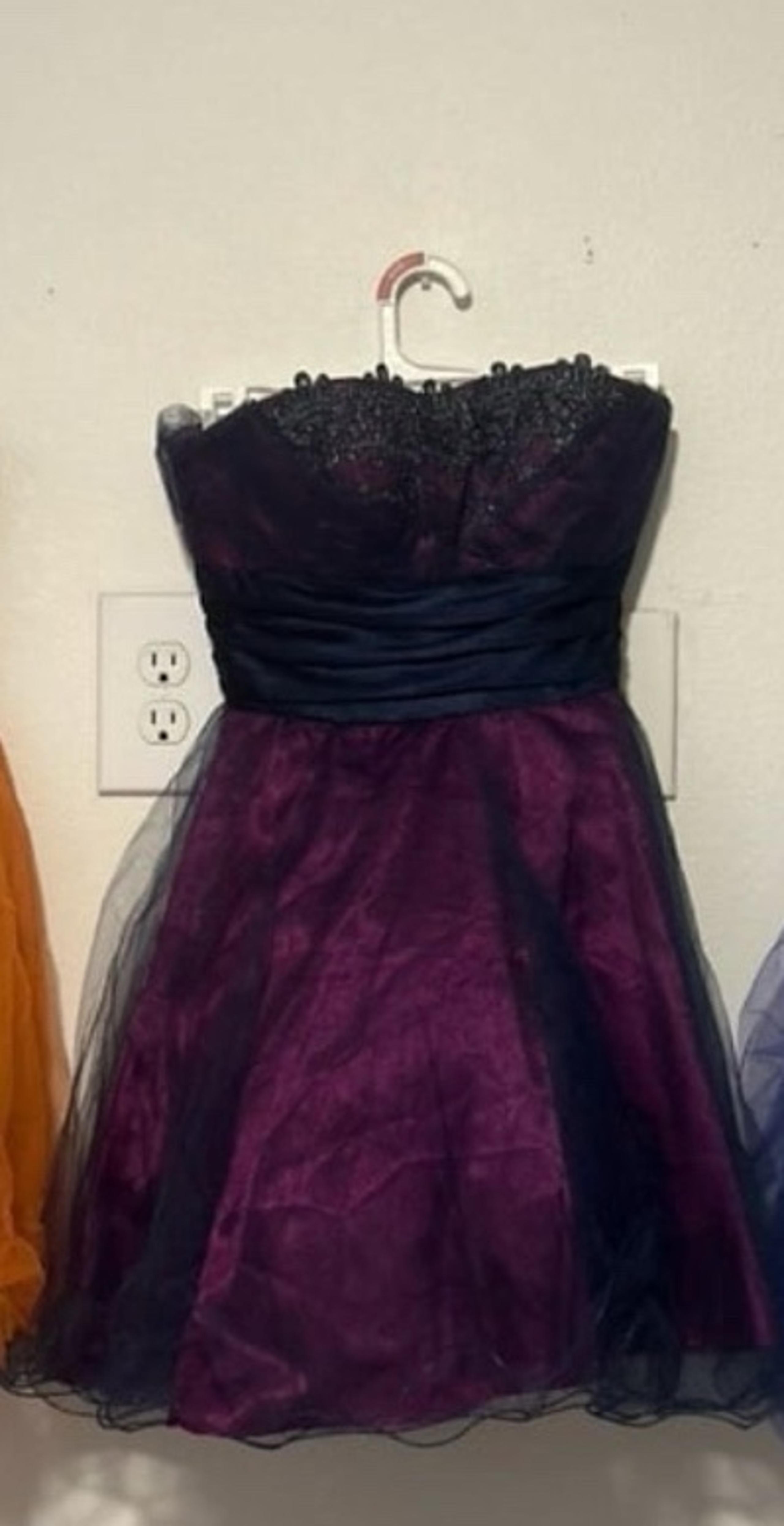 Purple strapless dress