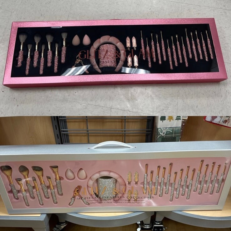 Pink & Silver Blinged out Makeup brushes