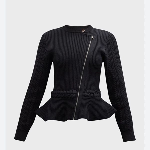 Simkhai Andi Mixed-Knit Cotton Peplum Jacket NWT