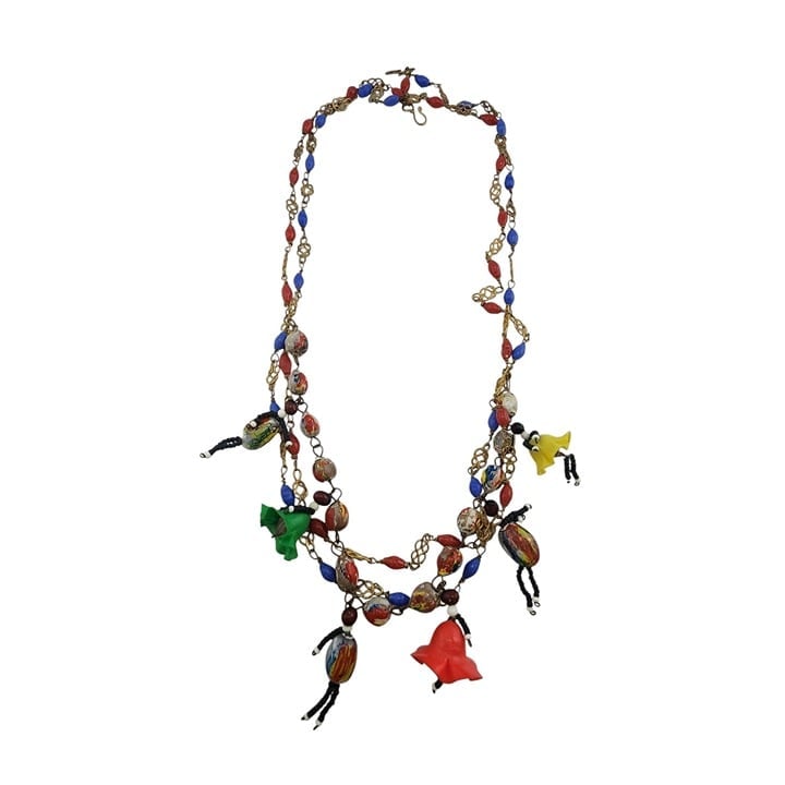 Fabulous Unique Brazilian Carnival Glass Doll Charm Necklace (A6521)