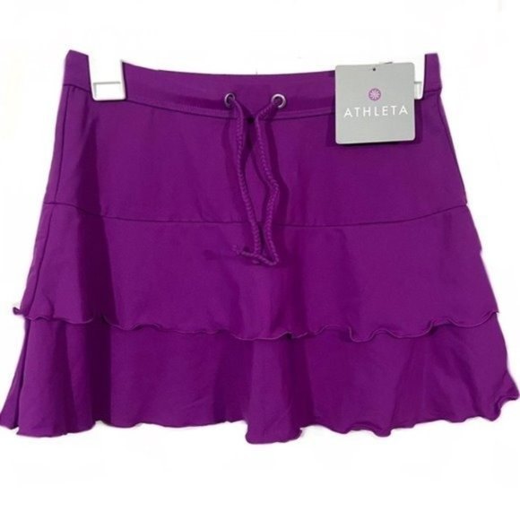 NWT Athleta Purple Layered Ruffle Activewear Skirt
