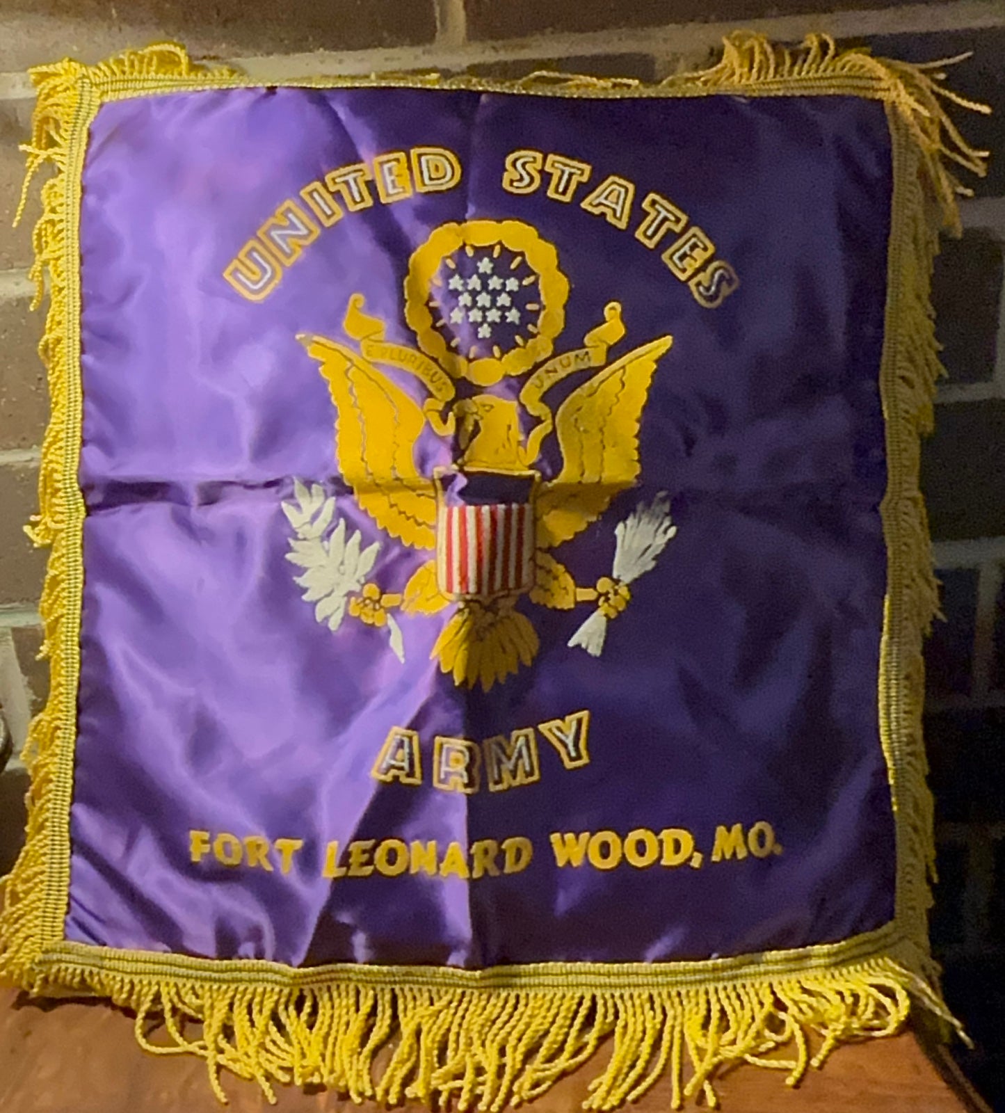 Vintage united stated army Satin & Fringe purple Pillow Cover new