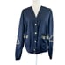 Vintage Nautical Anchor Chain Embroidery Oversized Gold Button Front Cardigan XL