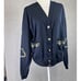 Vintage Nautical Anchor Chain Embroidery Oversized Gold Button Front Cardigan XL