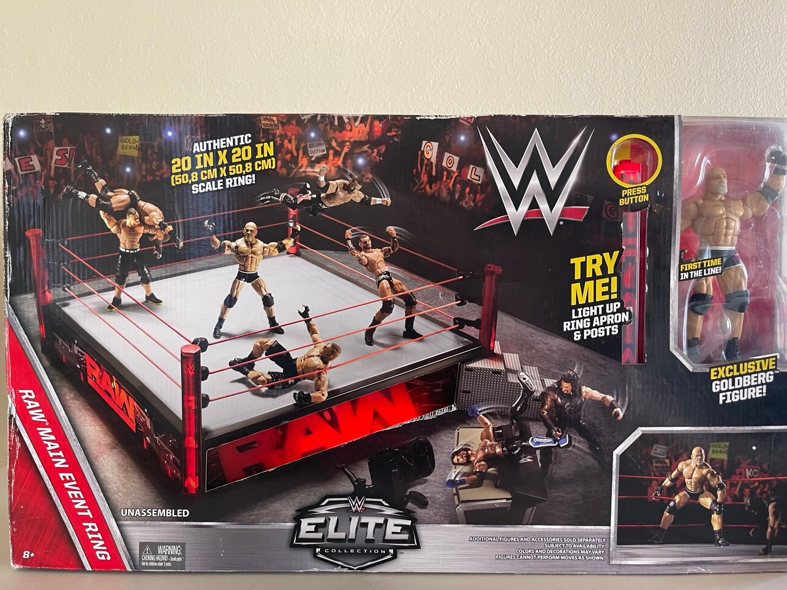 WWE RAW Main Event Ring Mattel Elite Collection with Lights & Goldberg NEW