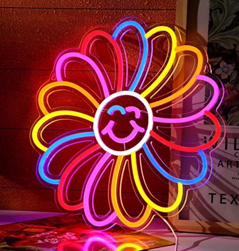 Adorable Bright Rainbow Super Happy Flower LED Night Light Room Wall Decoration