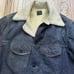 Men's Vintage 70's Sears USA Dark Blue Sherpa Lined Barn Chore Coat Jacket Sz XL