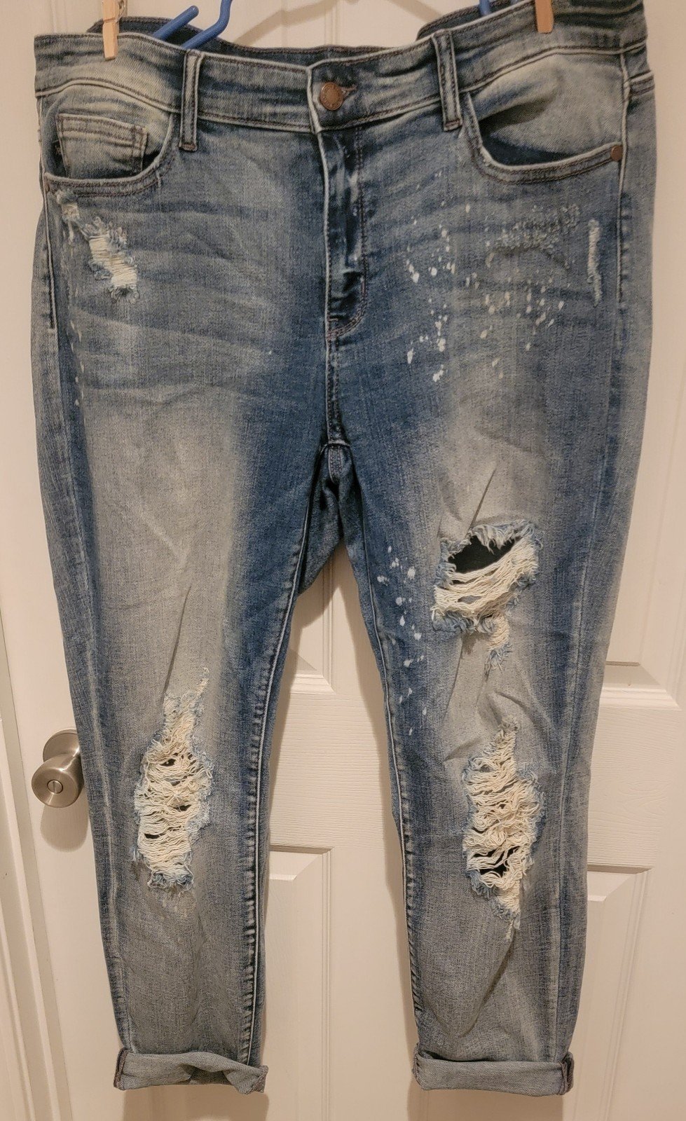 Judy Blue bleach Splatter distressed boyfriend fit jeans size15/32