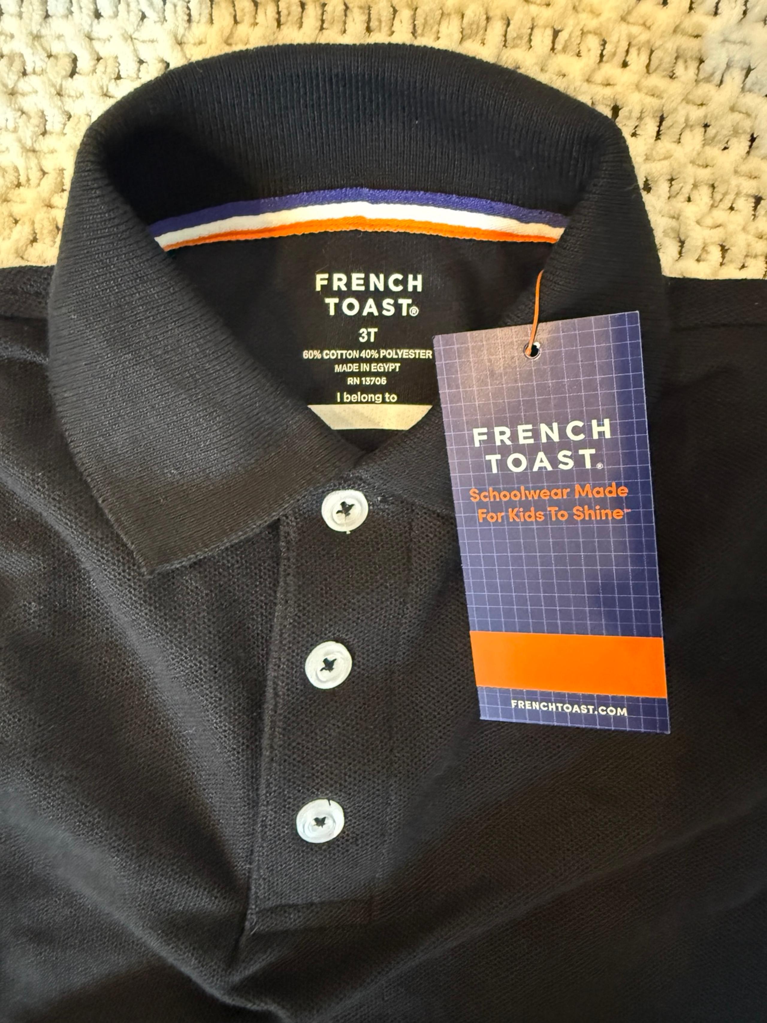3T Black French Toast School Uniform Polo long sleeve shirt