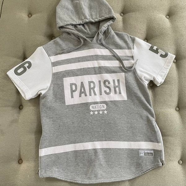Parish Nation Short Sleeve Hoodie Sweatshirt L